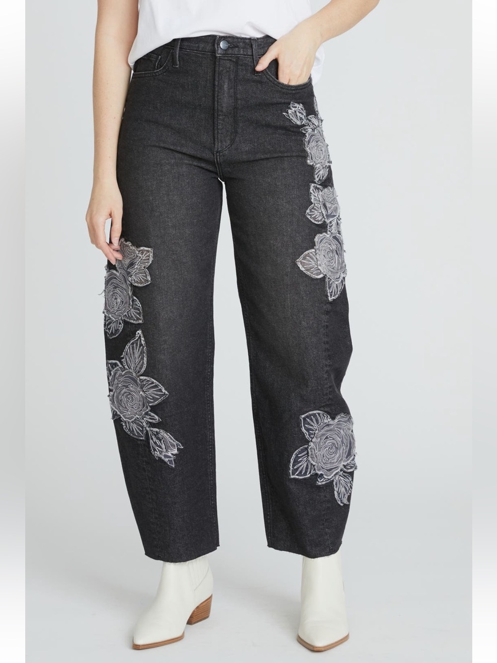 NWT Driftwood Parker Rose Patchwork Barrel Leg Jeans Sz 25X28